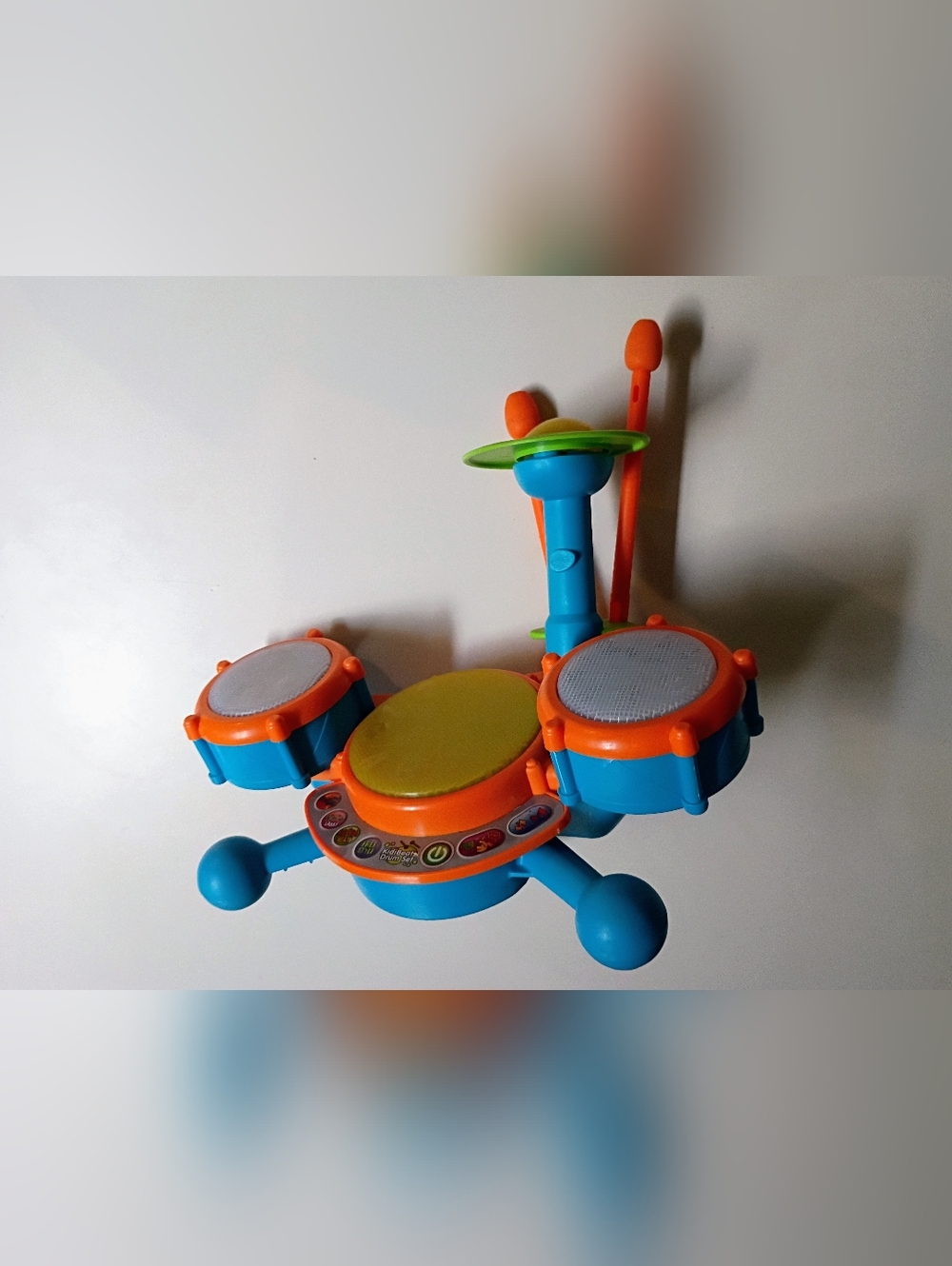 Kids Electronic Drum Set Toy - Blue & Orange with Yellow Pad- Like New